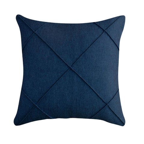 Capa de Almofada Drapeada Linho Azul Marinho 43x43cm