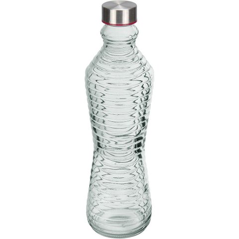 Garrafa de Vidro 950ml Transparente 31x9x9cm Água Suco Geladeira Bebidas Tampa