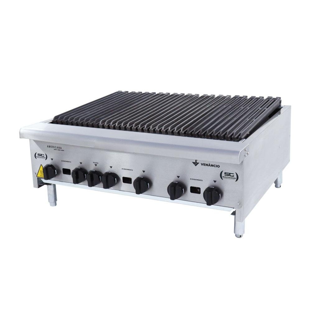 Chapa Char Broiler Americana Profissional Grill Churrasqueira 90cm Gás Inox com Pé CGGP90 - Venâ - 3