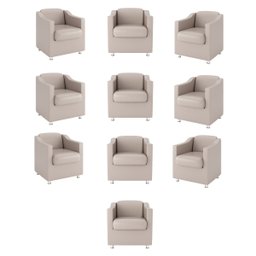 Kit 10 Poltronas para Recepção Clínica Médica Balaqui Decor Cor:courino Bege - 1