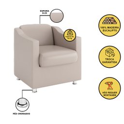 Kit 10 Poltronas para Recepção Clínica Médica Balaqui Decor Cor:courino Bege - 3