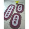 Tapete Crochê Kit Passadeira Flor Oval Criativa: Lilás e Beterraba V1 - 1