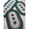 Tapete Crochê Kit Passadeira Flor Oval Criativa: Verde Escuro e Verde Claro - 2
