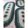 Tapete Crochê Kit Passadeira Flor Oval Criativa: Verde Escuro e Verde Claro - 4