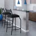 Ver imagem 2 de Banqueta Industrial com Encosto Base Aço Preto Assento Preto Acapulco