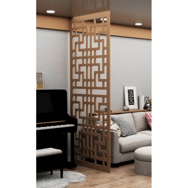 Painel Vazado Divisória Mdf Shangai Crú - 1,20x2,70m - 2