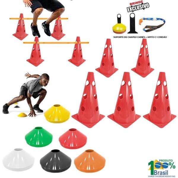 Kit 10 Cones 23cm + 10 Half Cone Funcional + Barreiras - Cone Vermelho - 1
