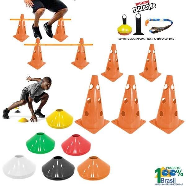 Kit 10 Cones 23cm + 10 Half Cone Funcional + Barreiras - Cone Laranja - 1