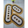 Tapete Crochê Kit Passadeira Flor Oval Criativa: Amarelo e Preto - 1