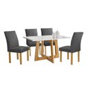 Ver imagem 2 de Conjunto Mesa Arizona 4 Lugares Tampo em Vidro com Cadeiras Veludo Grafite 120cm Cel Móveis