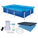 Ver imagem 1 de Piscina Estruturada Premium 2500L Retangular PVC Capa Forro Filtro Bomba 2200L-H 220V Azul Mor