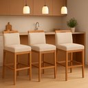 Ver imagem 3 de Kit 3 Banquetas Alta Cozinha Gourmet Conforto Suede:Suede Bege