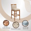 Ver imagem 4 de Kit 3 Banquetas Alta Cozinha Gourmet Conforto Suede:Suede Bege