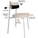 Ver imagem 4 de Kit 02 Cadeiras Estofada para Sala de Jantar Astrid Branco C01 Linho Palha Courino Preto - Lyam Deco