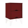 Mesa de Cabeceira 2 Gavetas Twister Tcil Móveis - Carmim/Neve - 2