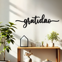Ver imagem 1 de Gratidão Lettering 43x13cm - Quadro em Madeira Mdf - Apliques de Parede - Decoração para Quarto e Ca