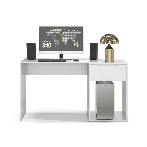 Escrivaninha com Gaveta para Trabalho Home Office Estudo Flow Ej Móveis Branco