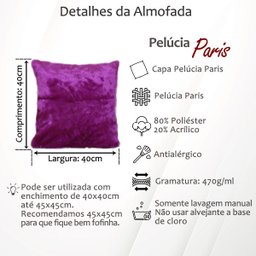 Capa Almofada Pelúcia Paris Pelo Baixo 40x40cm Antialérgica: Marrom - 2