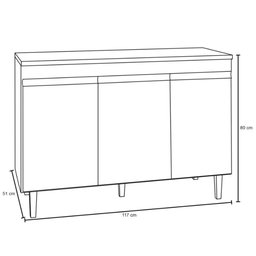 Gabinete Balcão Mia 3 Portas para Cozinha Branco - 3