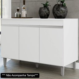 Gabinete Balcão Mia 3 Portas para Cozinha Branco - 2