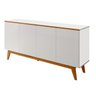 Aparador Buffet Ares 4 Portas Lux Vintage Pés de Madeira Maciça Moveis House Branco - 3