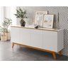 Aparador Buffet Ares 4 Portas Lux Vintage Pés de Madeira Maciça Moveis House Branco - 1