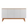 Aparador Buffet Ares 4 Portas Lux Vintage Pés de Madeira Maciça Moveis House Branco - 7
