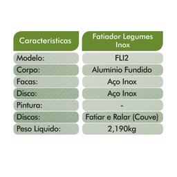 Fatiador de Legumes c/ 2 discos Inox - 2