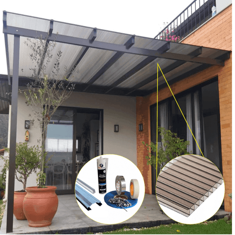 Cobertura Policarbonato Alveolar 5,00m x 6,00m - Bronze 4mm