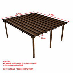 Cobertura Policarbonato Alveolar 5,00m x 6,00m - Bronze 4mm - 4