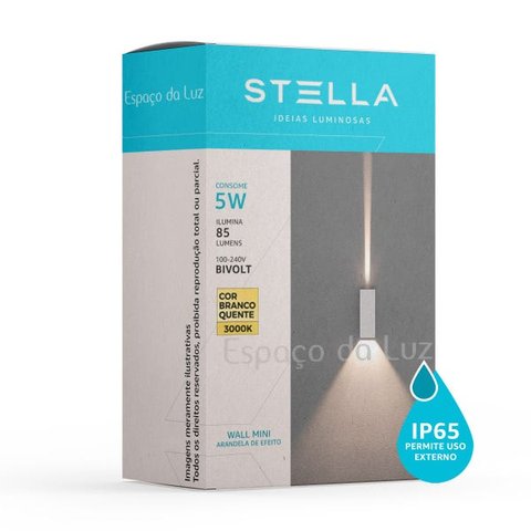 Arandela Wall Mini LED 5W 3000k 85lm IP65 BIVOLT - Stella STH9731 - Branco