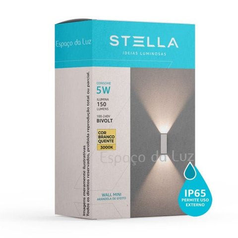 Arandela Wall Mini Led 5w 3000k 150lm Ip65 Bivolt - Stella Sth9730 - Branco