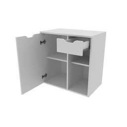 Balcão Gabinete Armário Suspenso 60 cm Sem Cuba 1 Porta 1 Gaveta 2 Prateleiras Banheiro Branco - 3