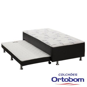 Bicama Box Conjugada com Aux Ortobom Cori Preto 0,88x188x0,37