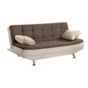 Ver imagem 2 de Sofá Cama Valencia 3 Lugares Reclinável Veludo Bege Marfim e Marrom Chocolate - Star Confort