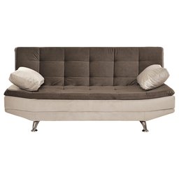Sofá Cama Valencia 3 Lugares Reclinável Veludo Bege Marfim e Marrom Chocolate - Star Confort - 5