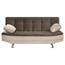 Ver imagem 5 de Sofá Cama Valencia 3 Lugares Reclinável Veludo Bege Marfim e Marrom Chocolate - Star Confort