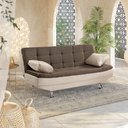 Ver imagem 1 de Sofá Cama Valencia 3 Lugares Reclinável Veludo Bege Marfim e Marrom Chocolate - Star Confort