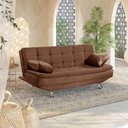 Ver imagem 1 de Sofá Cama Valencia 3 Lugares Reclinável Veludo Terracota - Star Confort