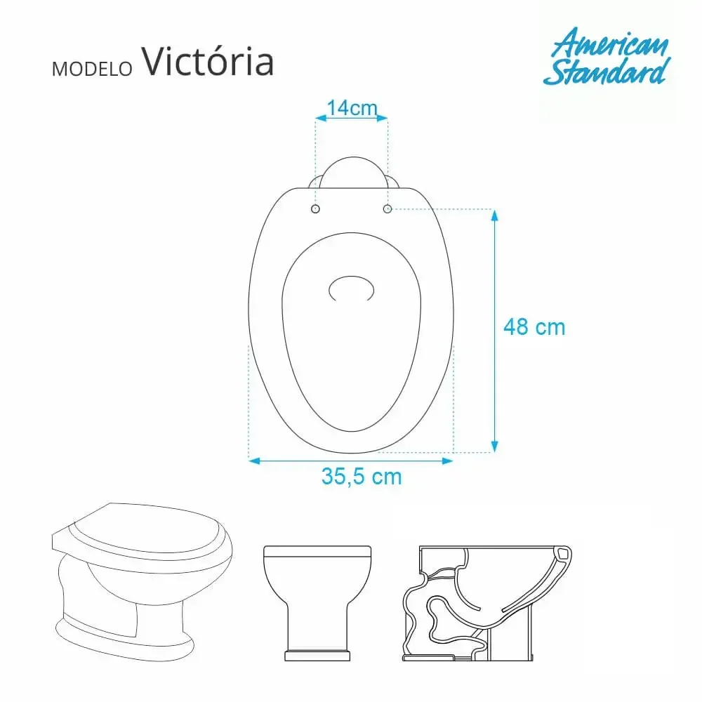 Assento Sanitário Poliester Soft Close Victoria Branco para vaso American Standard - 3