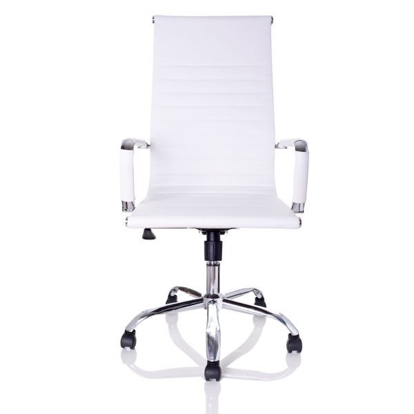 Cadeira Giratória Charles Eames Esteirinha Couro Pu Branco 11p - 2