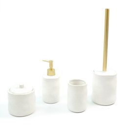 Escova sanitária suporte de cerâmica orgânico branco - Oikos - 3