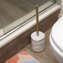 Escova sanitária suporte de cerâmica orgânico branco - Oikos - 5