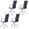 Kit  4 Cadeiras Giratória Alta Diretor Charles Eames Esteirinha Couro Pu Preta 11P - 1