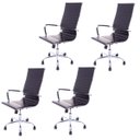 Ver imagem 1 de Kit  4 Cadeiras Giratória Alta Diretor Charles Eames Esteirinha Couro Pu Preta 11P