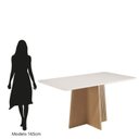 Ver imagem 5 de Sala Jantar Isa 160cm Vidro 6 Cadeiras Helo Linho Claro Encosto Courino Off White/Mel