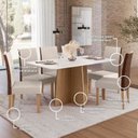 Ver imagem 6 de Sala Jantar Isa 160cm Vidro 6 Cadeiras Helo Linho Claro Encosto Courino Off White/Mel