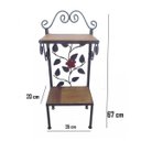 Ver imagem 1 de prateleira de pé em ferro e madeira com flor metal decoração banheiro quarto jardim sacada
