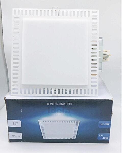 Luminária Embutir Teto Gesso Vidro Quadrado 24x24 2x E27 - 2