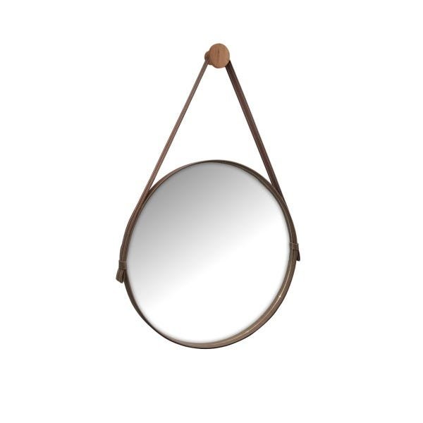 Espelho Decorativo 40cm Adnet Couro Cor Marrom - Comprar Moveis em Casa - 4